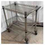 Wire 7 Shelf Rack with Storage Bins and 3 Shelf Wire Push Cart