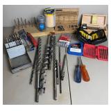 Large Assortment of Drill Bits, Drill Bit Sets, Forstner Bit, Countersink Set and Speed Chuck Screwdriver Set
