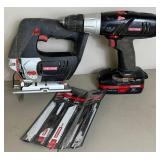 Makita 16" Chain Saw Model UC4030A , Husqvarna Bar and Chain Oil, Replacement 16" Chainsaw Chain with 19.2V Cordless Drill/Driver and 19.2V Jig Saw with blades