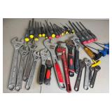 Hand Tool Lot of Hex Screwdrivers, Hex Wrenches, Pipe Wrench and Crescent Wrenches