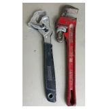 Hand Tool Lot of Hex Screwdrivers, Hex Wrenches, Pipe Wrench and Crescent Wrenches