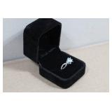 Silver Tone Ring with Blue Stone - Size 9