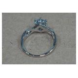 Silver Tone Ring with Blue Stone - Size 9