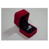 Silver Tone Ring with Clear Stone - Size 8