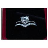 Silver Tone Ring with Clear Stone - Size 8