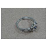 Silver Tone Ring with Clear Stone - Size 8