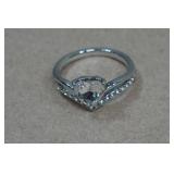 Silver Tone Ring with Clear Stone - Size 8