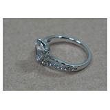 Silver Tone Ring with Clear Stone - Size 8