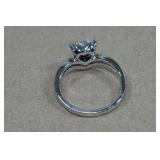 Silver Tone Ring with Clear Stone - Size 8