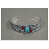 Silver Tone Bracelet with Turqiouse Stones