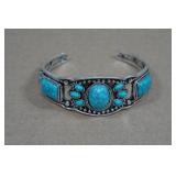 Silver Tone Bracelet with Turqiouse Stones