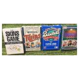 Playing Cards Lot of 4 Decks, Skins Game, Minnesota Twins, 1990 Baseball MLB Player, & Rookies Playing Decks