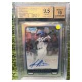 2012 Bowman Chrome Lewis Brinson Blue Refractor Auto Rookie Bgs 9.5 10 AUTOGRAPH