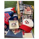 Minnesota Twins Ultimate Fan Lot 9 Items ( NEW HATS,Trivia, Pennant, THICK XMAS Stocking, Mini Bat, Ball, & More!)