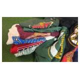 Mixed Bag of Sports Teams/Wear (Half the shirts or Kids Size, Half are Adult) 12 Shirts & 2 Hats