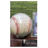 Roy Smalley 1987 World Series Champions Inscribed & Autographed Baseball & BOBBLE HEAD w/ Donruss Baseball Card