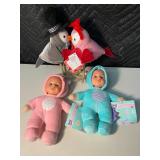 NV 1 - Baby Bella Mini Plushy Babies & Kissing Birds (Lot of 4)