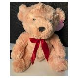 B2 - Plush Teddy Bear With Red Ribbon