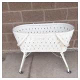 Vintage Woven Baby Cradle Bassinet on Wheels With Mattress