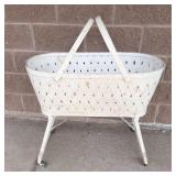Vintage Woven Baby Cradle Bassinet on Wheels With Mattress