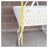 Vintage Woven Baby Cradle Bassinet on Wheels With Mattress