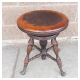 Vintage Swivel Piano Stool With Adjustable Height & Glass Ball Legs