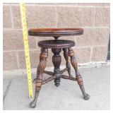 Vintage Swivel Piano Stool With Adjustable Height & Glass Ball Legs