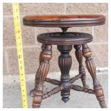 Vintage Swivel Piano Stool With Adjustable Height & Glass Ball Legs