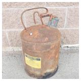 Vintage Metal Gasoline Can With Spring-Loaded Lid