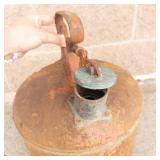 Vintage Metal Gasoline Can With Spring-Loaded Lid