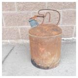 Vintage Metal Gasoline Can With Spring-Loaded Lid