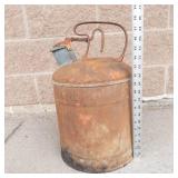 Vintage Metal Gasoline Can With Spring-Loaded Lid