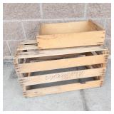 Red Rooster Wooden Crate & Smaller Wooden Crate (Lot of 2)