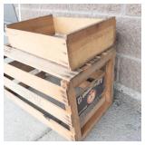 Red Rooster Wooden Crate & Smaller Wooden Crate (Lot of 2)