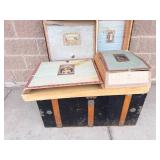 Victorian Antique Steamer Trunk With Original Paper Lining & Lift-Out Tray