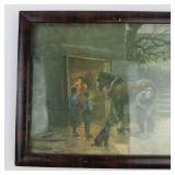Vintage Framed Print the Village Blacksmith Attributed to a. Fox