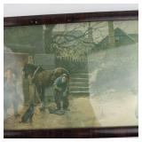 Vintage Framed Print the Village Blacksmith Attributed to a. Fox