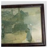 Vintage Framed Print the Village Blacksmith Attributed to a. Fox
