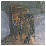 Vintage Framed Print the Village Blacksmith Attributed to a. Fox