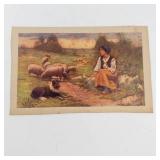 Vintage Pastoral Shepherdess Art Print