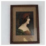 Vintage Framed Print Beautiful Lady in Hat