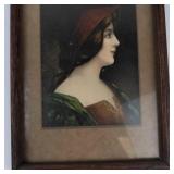 Vintage Framed Print Beautiful Lady in Hat