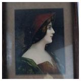 Vintage Framed Print Beautiful Lady in Hat