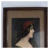 Vintage Framed Print Beautiful Lady in Hat