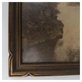 Vintage Framed River Landscape Print 12 X 10 in