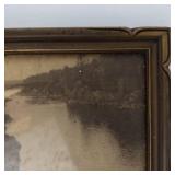 Vintage Framed River Landscape Print 12 X 10 in