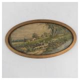 Oval Pastoral Sheep Scene Wall Plaque