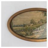 Oval Pastoral Sheep Scene Wall Plaque