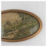 Oval Pastoral Sheep Scene Wall Plaque