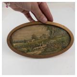 Oval Pastoral Sheep Scene Wall Plaque